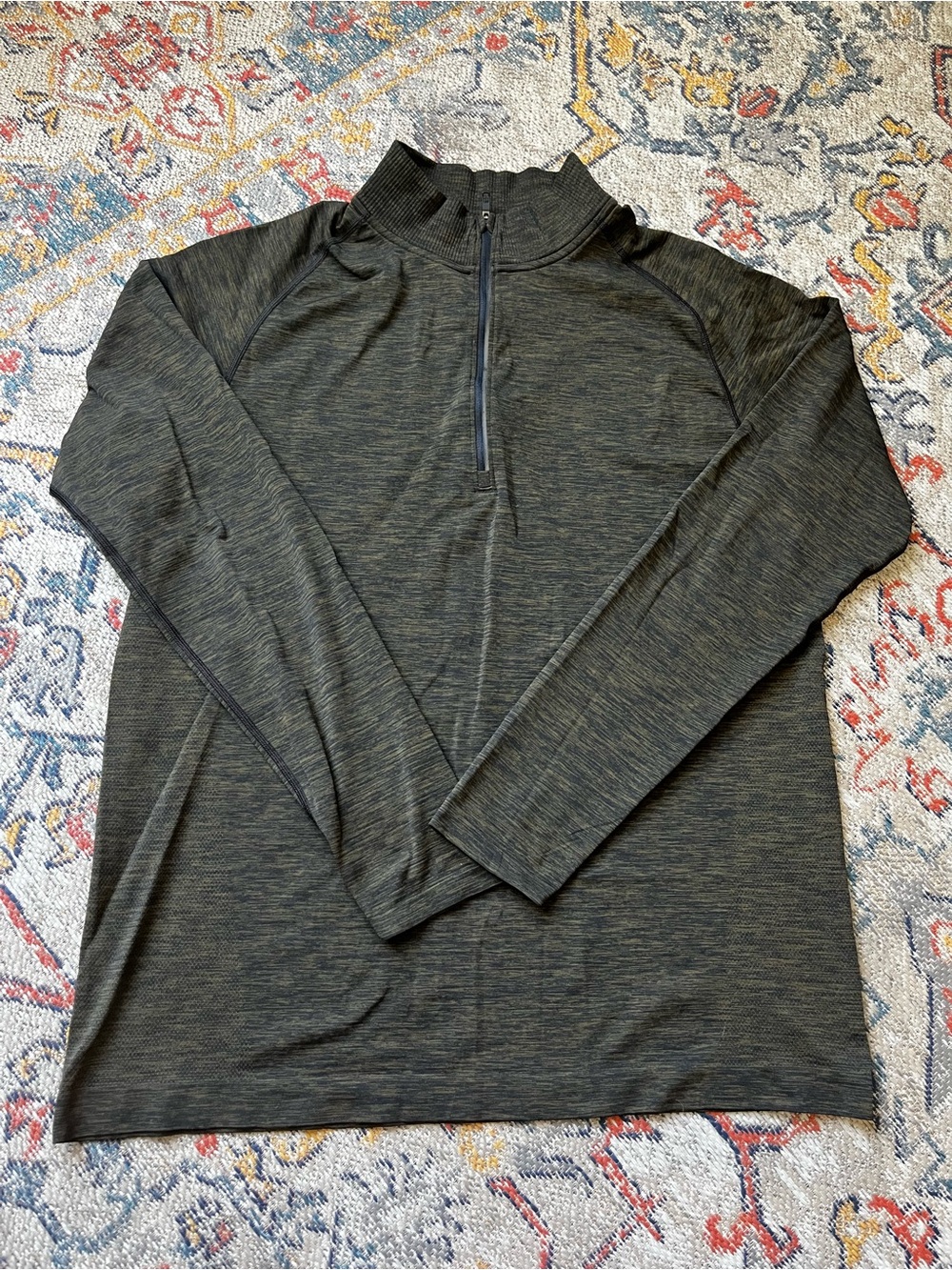 Lululemon Men's Zip-Front Mock Neck Long Sleeve- Olive Green Size XL